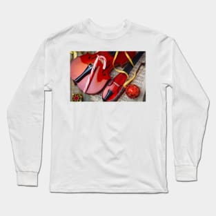 Two Violins And Candy Cane Long Sleeve T-Shirt